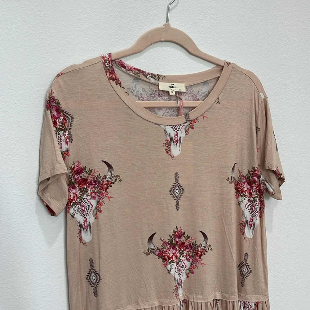 Floral Cow Skull Peplum Tee - Picture 9 of 11